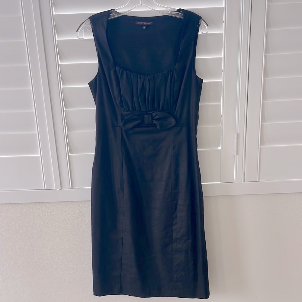 Betsey Johnson Black Pleated Sheath Midi Dress